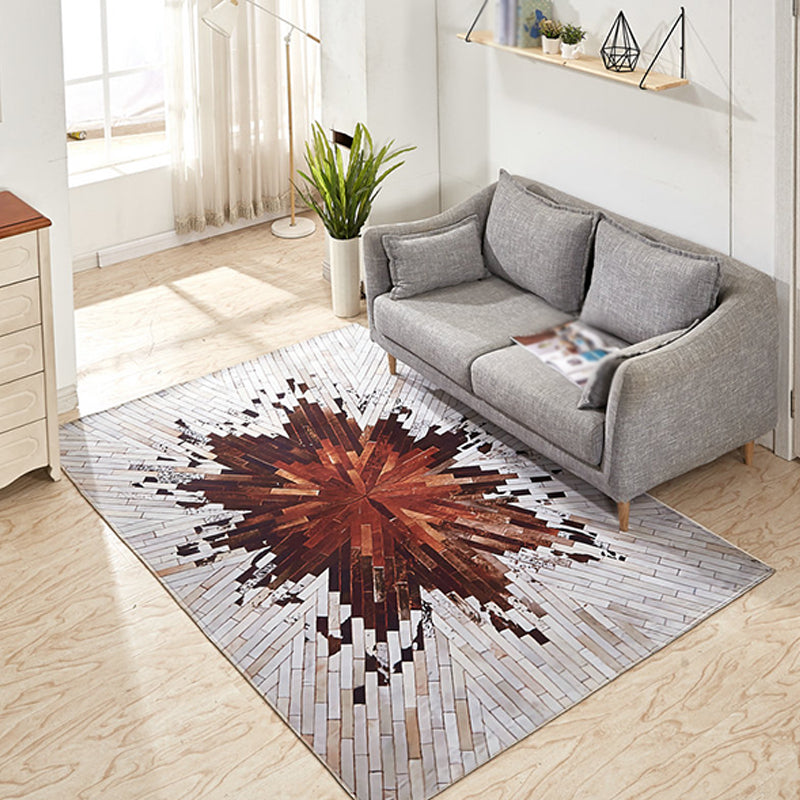 Modern geometric pattern rug gray and blue polyester rug with non-slip back washable pet-friendly rug for home | Bowlift