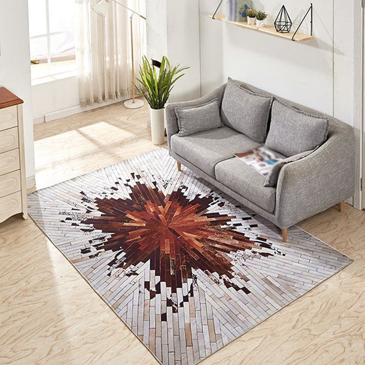 Modern geometric pattern rug gray and blue polyester rug with non-slip back washable pet-friendly rug for home | Bowlift