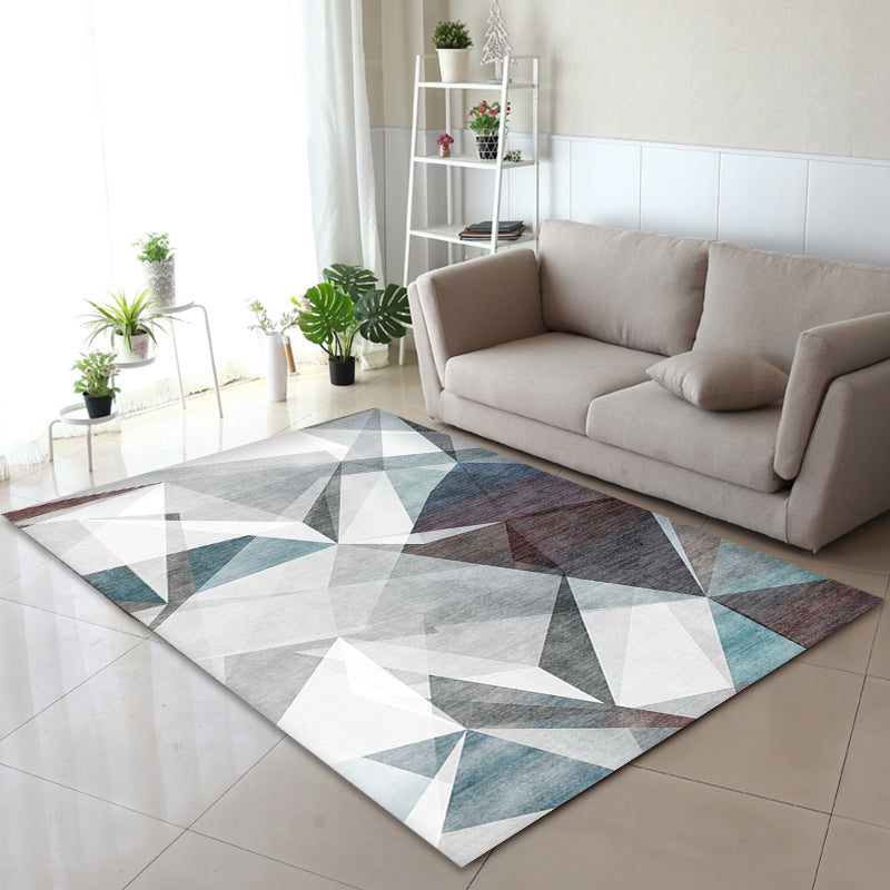 BowLift | Gray geometric pattern rug polyester modern rug washable non-slip pet-friendly rug for the living room