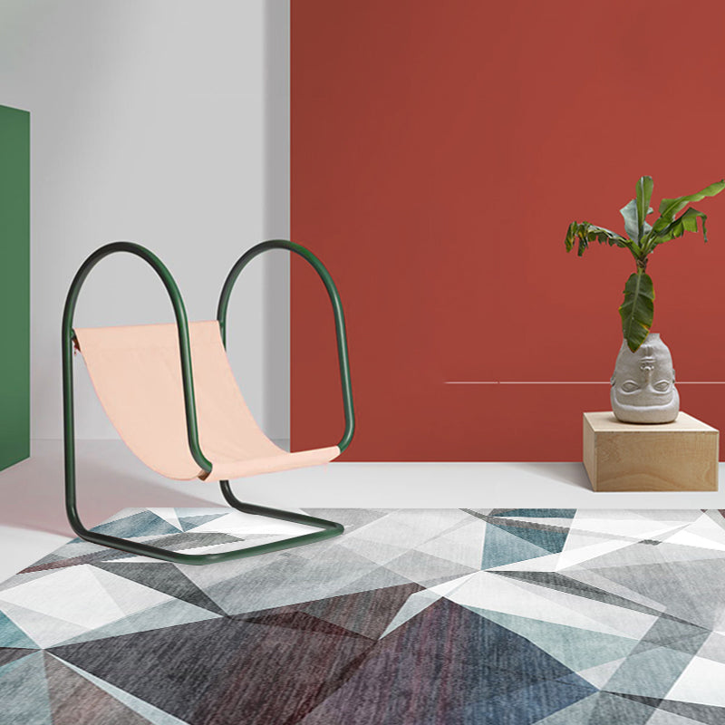 BowLift | Gray geometric pattern rug polyester modern rug washable non-slip pet-friendly rug for the living room