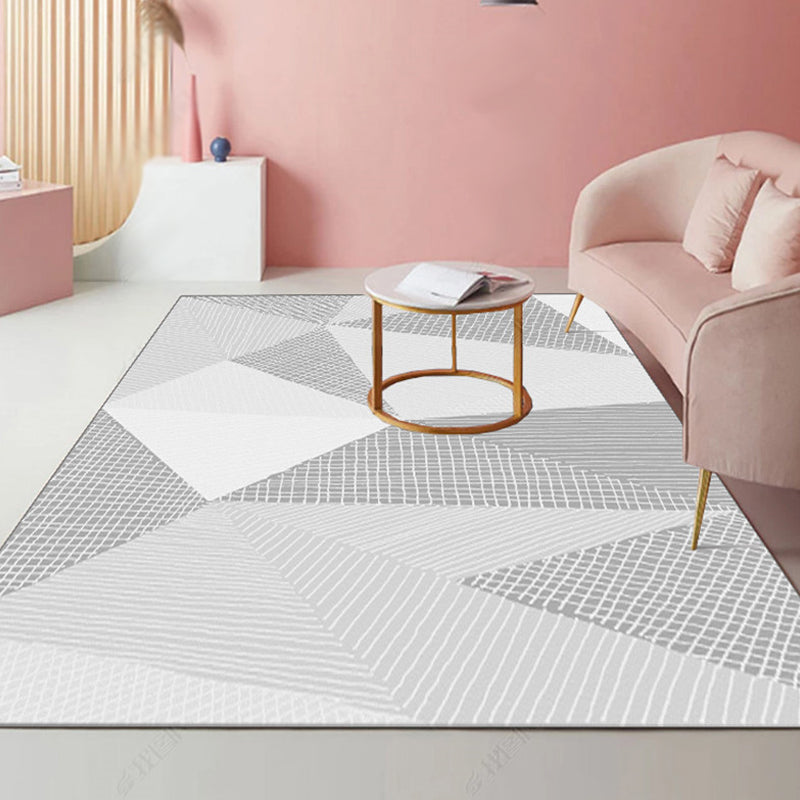 BowLift | Modernist striped pattern carpet light gray and pink polyester rug non-slip back washable pet-friendly rug for home