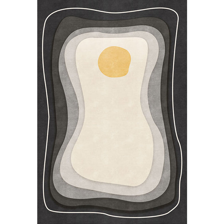 BowLift | Modernist Color Block Carpet Black and White Polyester Rug Non-Slip Back Washable Pet Friendly Area Rug for Home