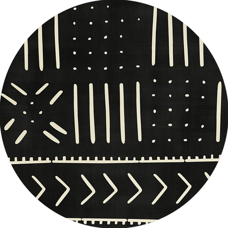 BowLift | Modernist geometric pattern rug with stripes black and yellow polyester rug non-slip backing washable pet-friendly rug for the bedroom