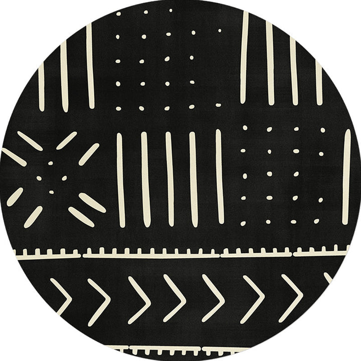 BowLift | Modernist geometric pattern rug with stripes black and yellow polyester rug non-slip backing washable pet-friendly rug for the bedroom