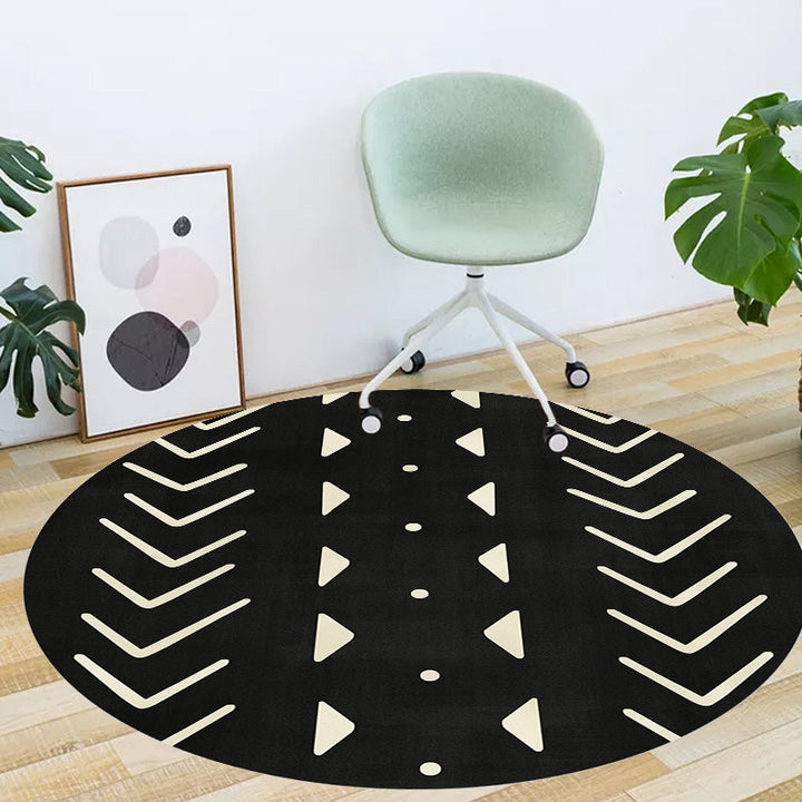 BowLift | Modernist geometric pattern rug with stripes black and yellow polyester rug non-slip backing washable pet-friendly rug for the bedroom