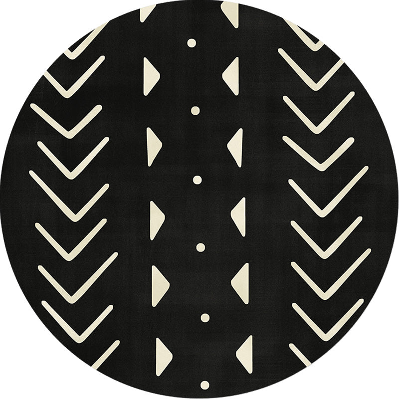 BowLift | Modernist geometric pattern rug with stripes black and yellow polyester rug non-slip backing washable pet-friendly rug for the bedroom