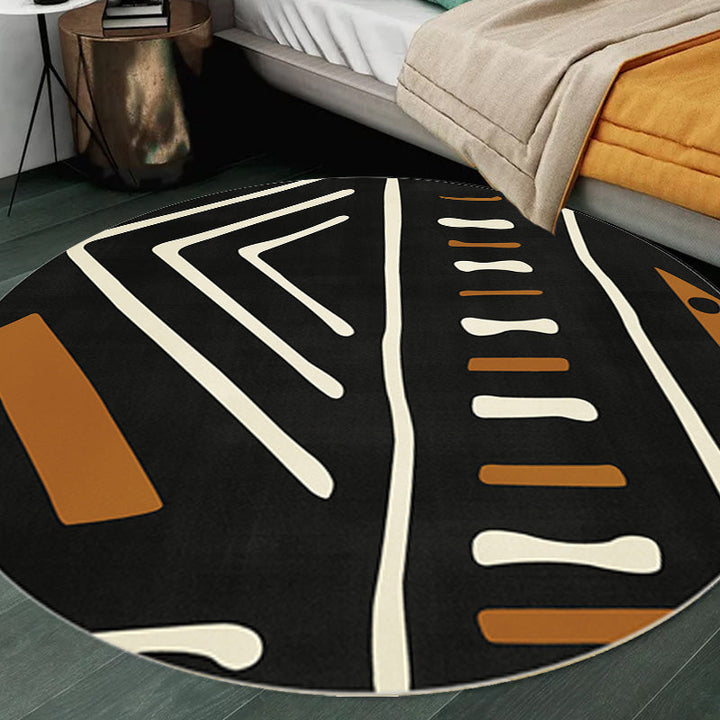 BowLift | Modernist geometric pattern rug with stripes black and yellow polyester rug non-slip backing washable pet-friendly rug for the bedroom