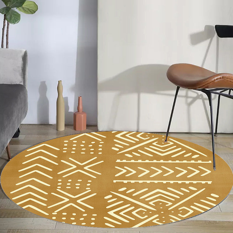 BowLift | Modernist geometric pattern rug with stripes black and yellow polyester rug non-slip backing washable pet-friendly rug for the bedroom