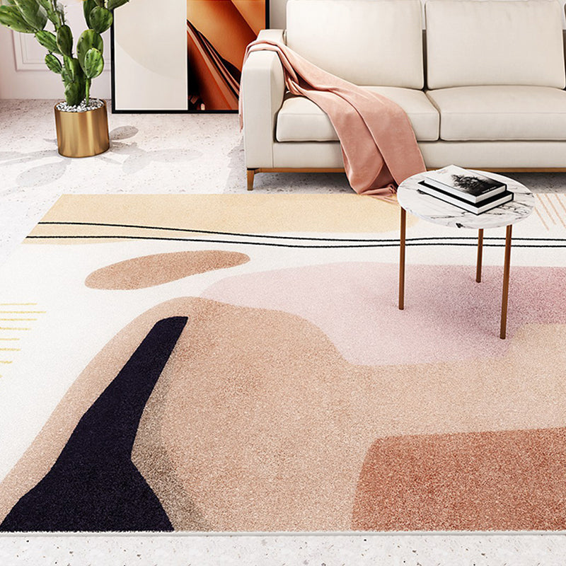 Unique Multicolored Modernist Rug Polyester Abstract Rug Washable Pet Friendly Non-Slip Rug for the Living Room | Bowlift