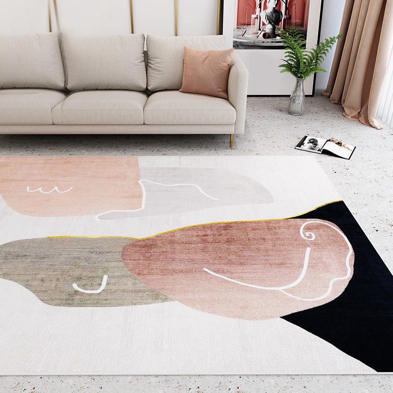 Unique Multicolored Modernist Rug Polyester Abstract Rug Washable Pet Friendly Non-Slip Rug for the Living Room | Bowlift