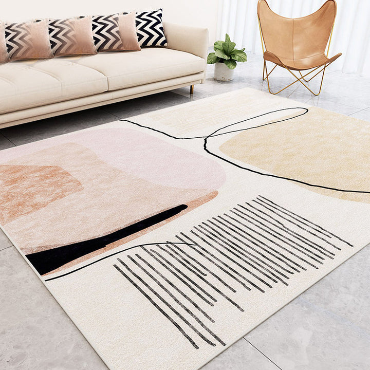 Unique Multicolored Modernist Rug Polyester Abstract Rug Washable Pet Friendly Non-Slip Rug for the Living Room | Bowlift