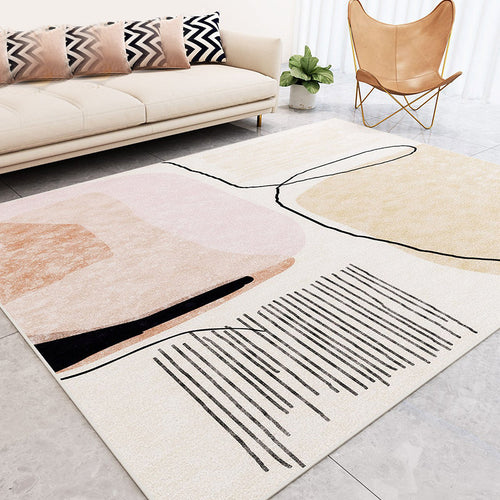 Unique Multicolored Modernist Rug Polyester Abstract Rug Washable Pet Friendly Non-Slip Rug for the Living Room | Bowlift