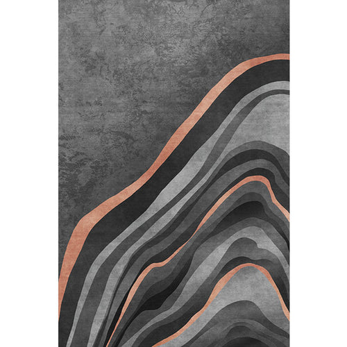 BowLift | Creative Black Modernist Carpet Polyester Swirl Striped Pattern Rug Washable Pet-Friendly Non-Slip Area Rug for Living Room