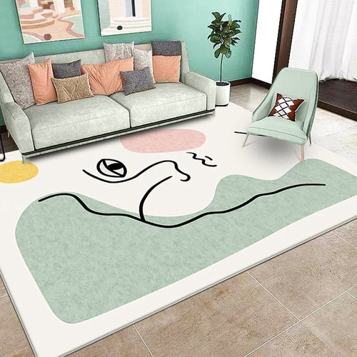 BowLift | Stylish Green Modernist Area Rug Polyester Abstract Rug Washable Pet-Friendly Non-Slip Carpet for Living Room