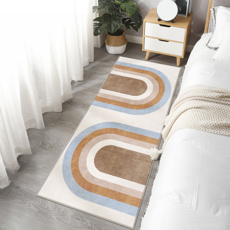 BowLift | Stylish brown Nordic carpet polyester geometric pattern carpet washable pet-friendly non-slip carpet for the living room