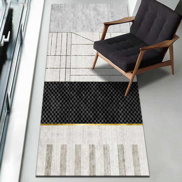 Modernist geometric pattern rug Multicolored Polyester rug Non-slip back Washable Pet-friendly rug for the bedroom | Bowlift