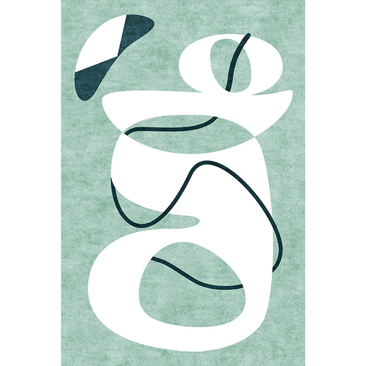 BowLift | Novelty Abstract Rug Green Polyester Rug Non-Slip Back Washable Pet-Friendly Rug for Home