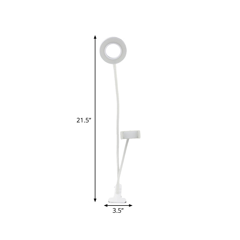 BowLift | Metal Round USB Mirror Lamp Simplicity Black/White Finish Portable LED Fill Light with Flexible Arm