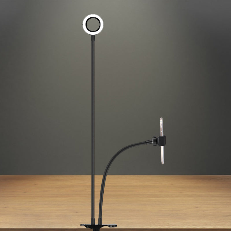 BowLift | Metal Round USB Mirror Lamp Simplicity Black/White Finish Portable LED Fill Light with Flexible Arm