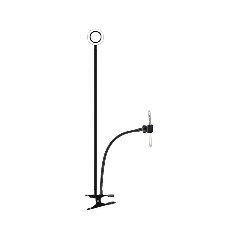 BowLift | Metal Round USB Mirror Lamp Simplicity Black/White Finish Portable LED Fill Light with Flexible Arm