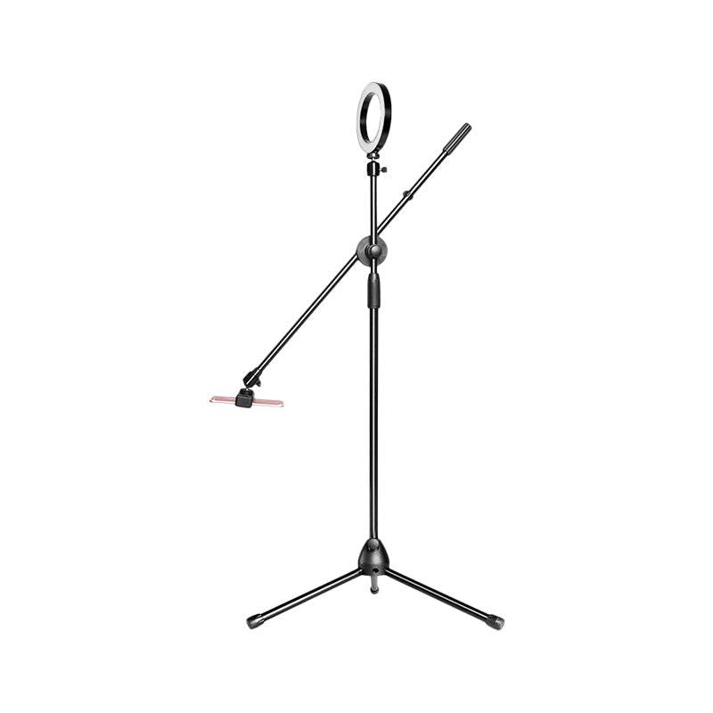 BowLift | Black round LED mirror light Simple style Metallic USB-filled flush lighting with adjustable arm