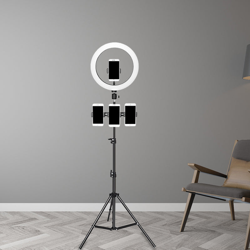 BowLift | Minimalistic Round Mirror Light Metal Mobile Holder Design LED Fill Lighting in Black