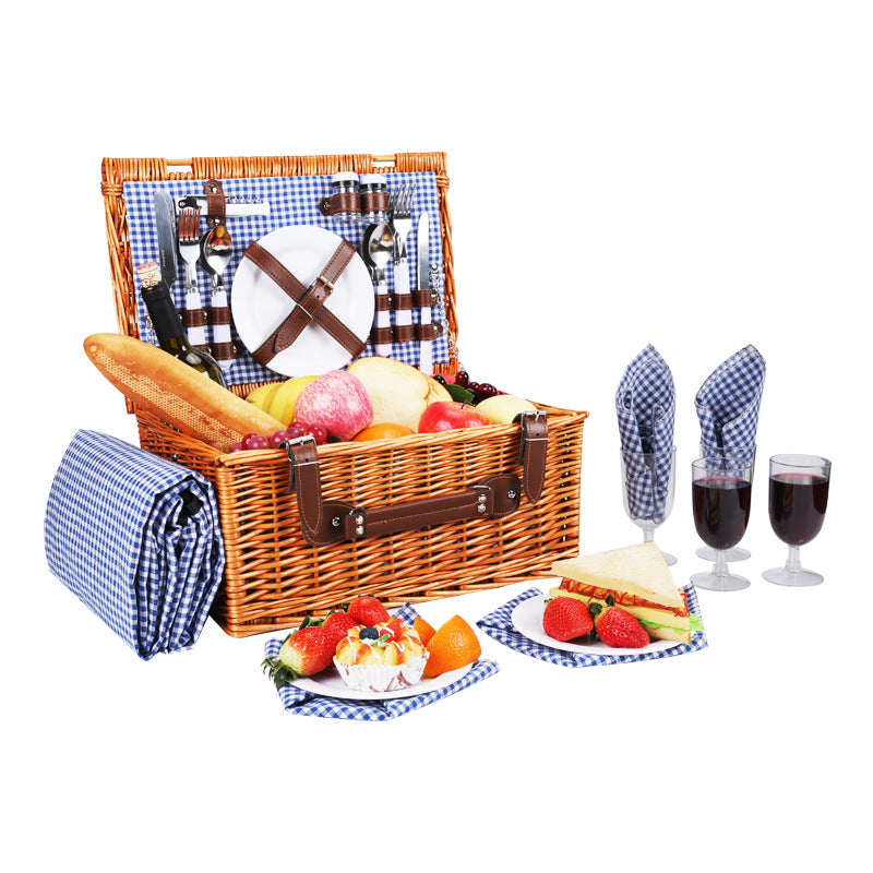 Ladies luxurious picnic basket with integrated crockery set and insulated cooler compartment Bowlift