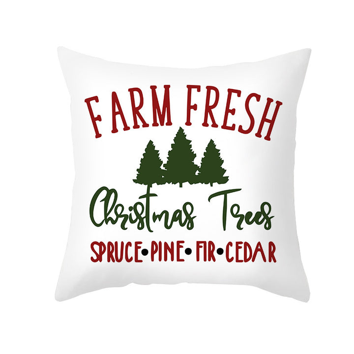 Festive Christmas Tree Typography Throw Pillow Cover