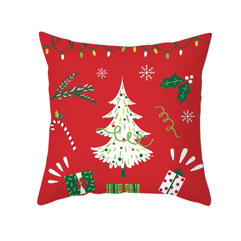 Festive Christmas Tree Typography Throw Pillow Cover
