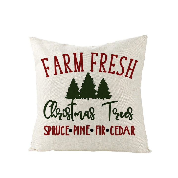 Festive Linen-Texture Decorative Throw Pillow Cover with Sleigh Rides Graphic