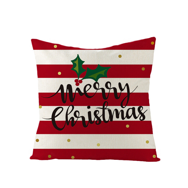 Festive Linen-Texture Decorative Throw Pillow Cover with Sleigh Rides Graphic
