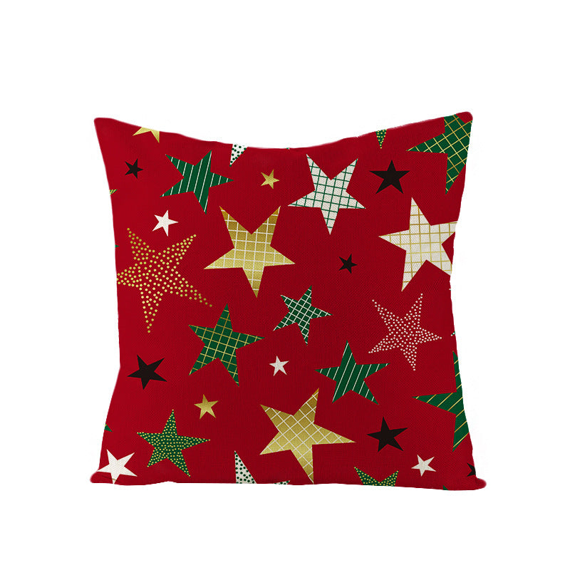 Festive Linen-Texture Decorative Throw Pillow Cover with Sleigh Rides Graphic