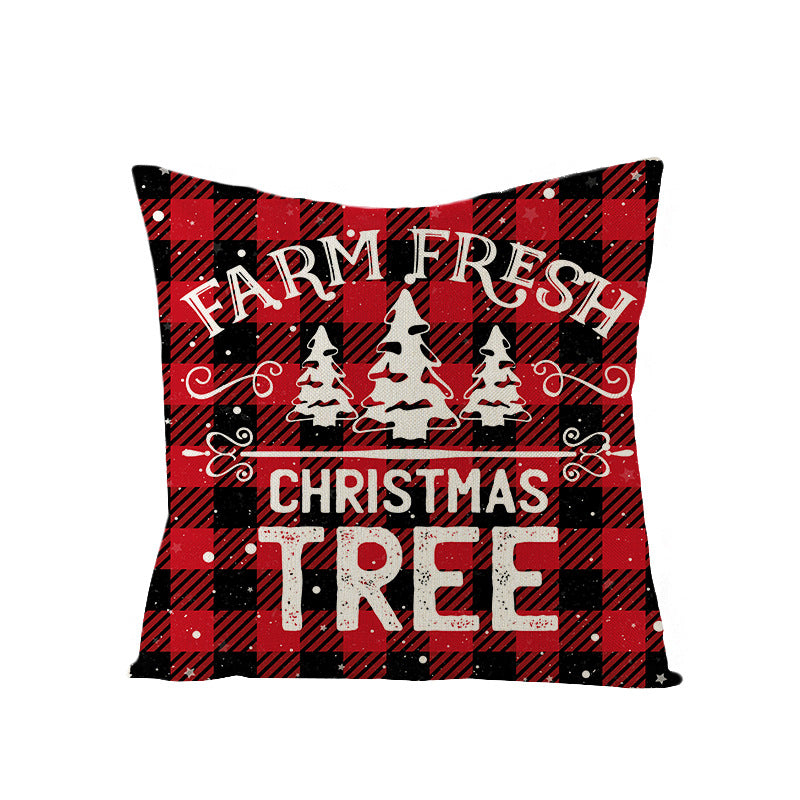 Festive Linen-Texture Decorative Throw Pillow Cover with Sleigh Rides Graphic