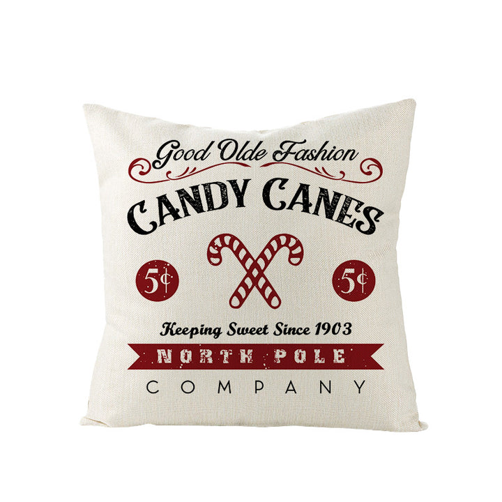 Festive Linen-Texture Decorative Throw Pillow Cover with Sleigh Rides Graphic