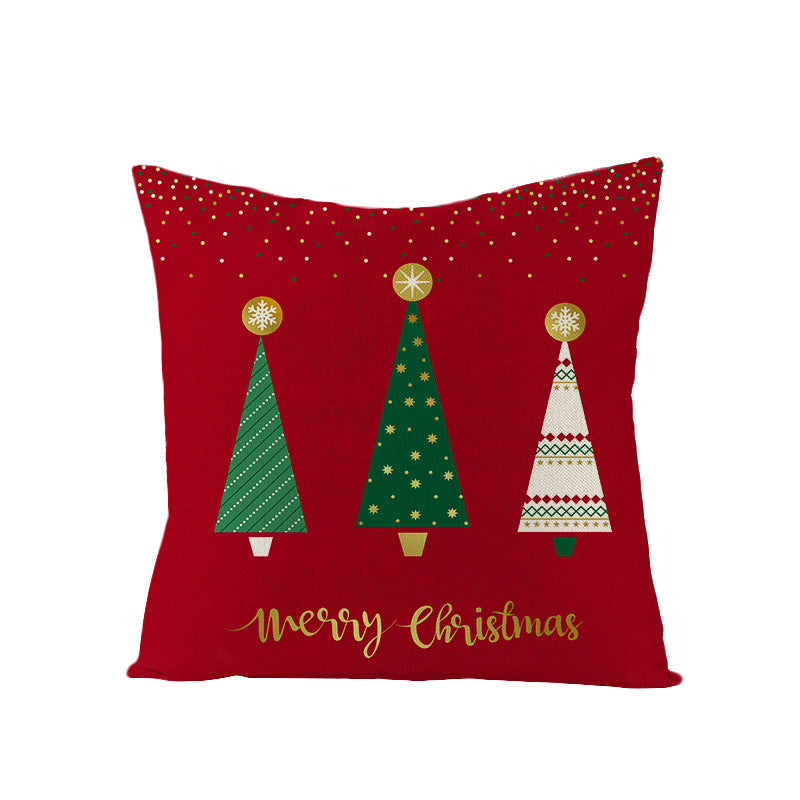 Festive Linen-Texture Decorative Throw Pillow Cover with Sleigh Rides Graphic
