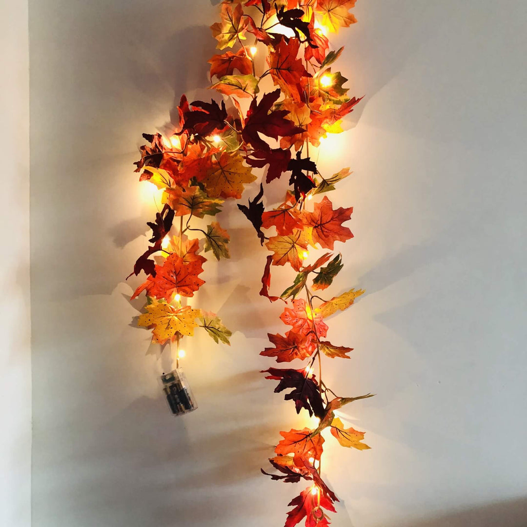 BowLift | Maple Leaf Rattan Party Window Patio Party Thanksgiving Harvest Festival Decoration String Lights