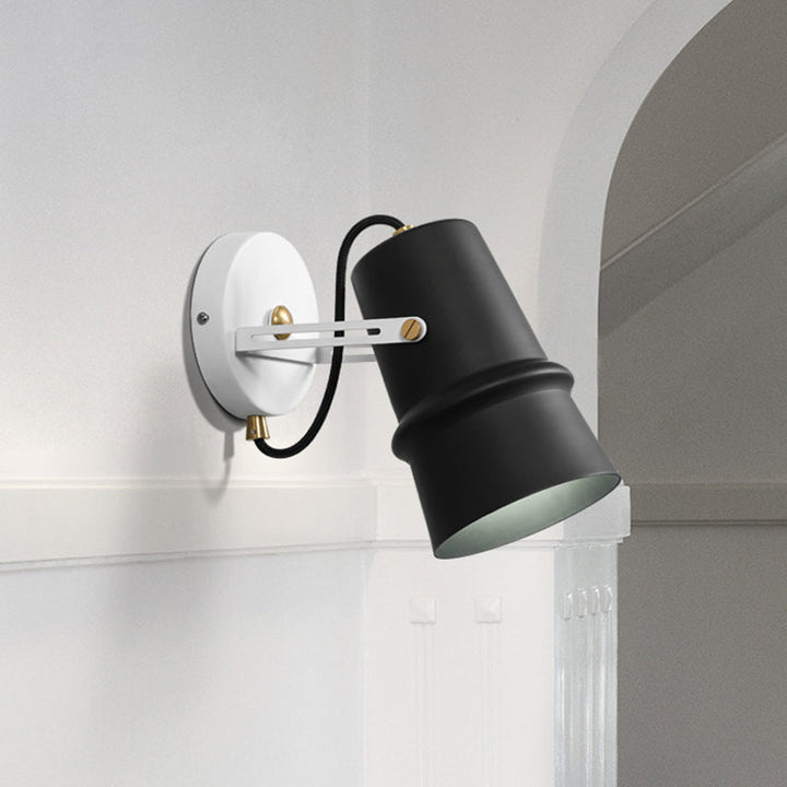BowLift | Black/White Cone Wall Lamp Vintage Iron 1-Head Living Room Adjustable Wall Light Lighting Fixture