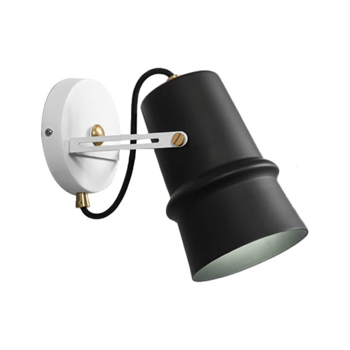BowLift | Black/White Cone Wall Lamp Vintage Iron 1-Head Living Room Adjustable Wall Light Lighting Fixture