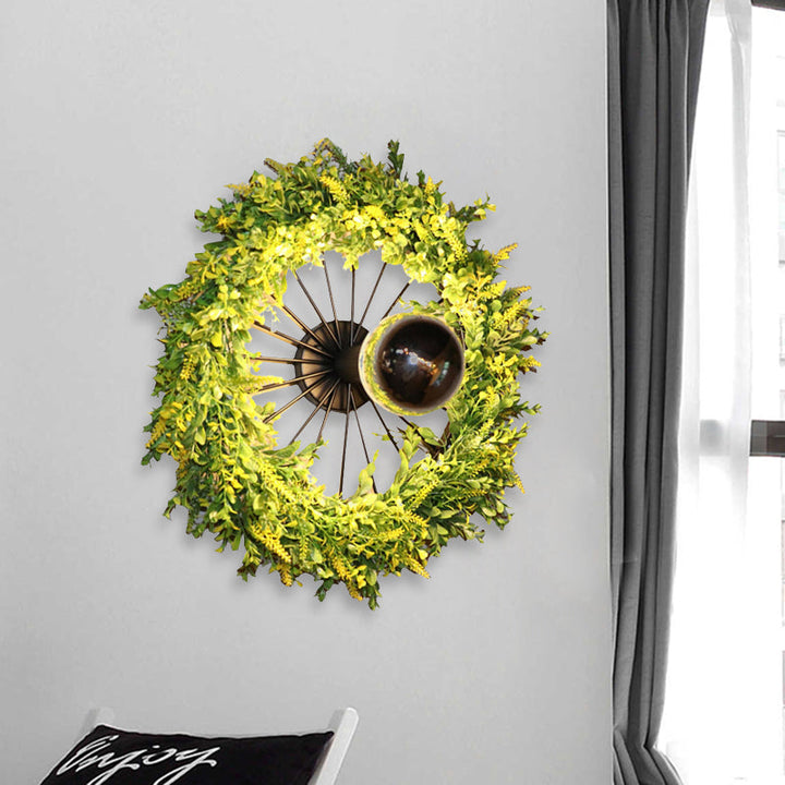 BowLift | Green Bike Wall Light Fixture Factory Iron 1 Bulb Restaurant Plant Wall Sconces Lighting Fixture, 16"/19.5" H