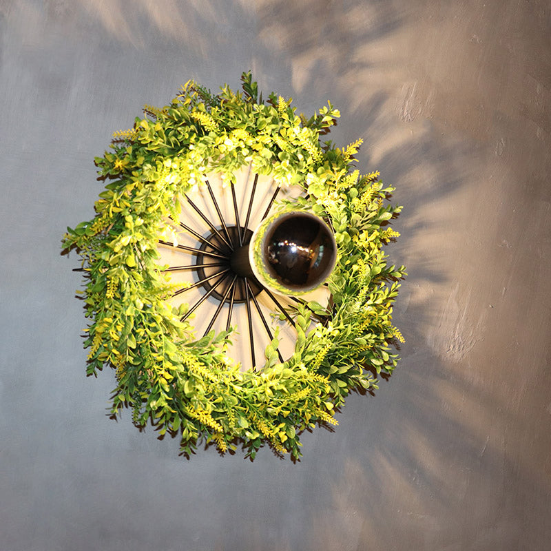 BowLift | Green Bike Wall Light Fixture Factory Iron 1 Bulb Restaurant Plant Wall Sconces Lighting Fixture, 16"/19.5" H
