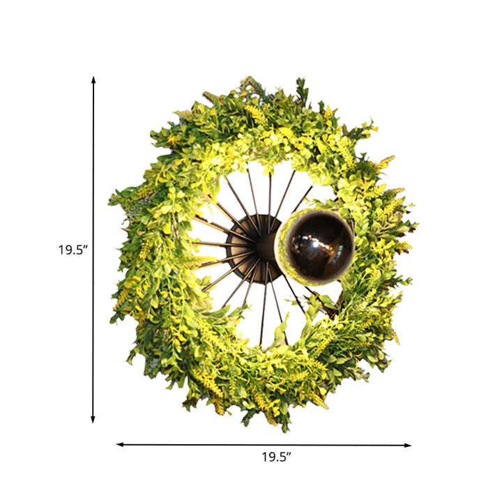 BowLift | Green Bike Wall Light Fixture Factory Iron 1 Bulb Restaurant Plant Wall Sconces Lighting Fixture, 16"/19.5" H