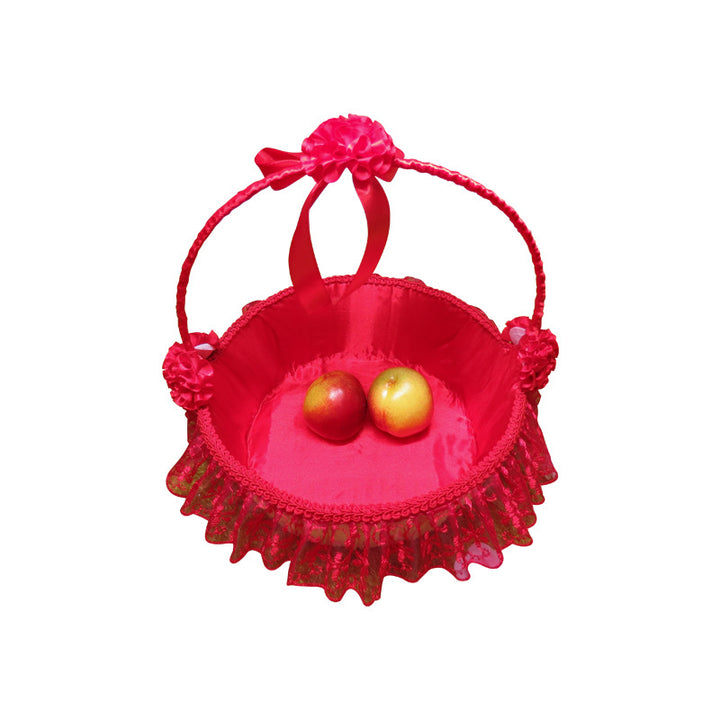 Ladies Elegant Decorative Basket with Tulle and Flowers Bowlift