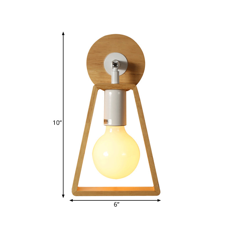 BowLift | Exposed bulb swivel wall lamp Simple wood 1 head bedside wall light ideas with trapezoidal frame