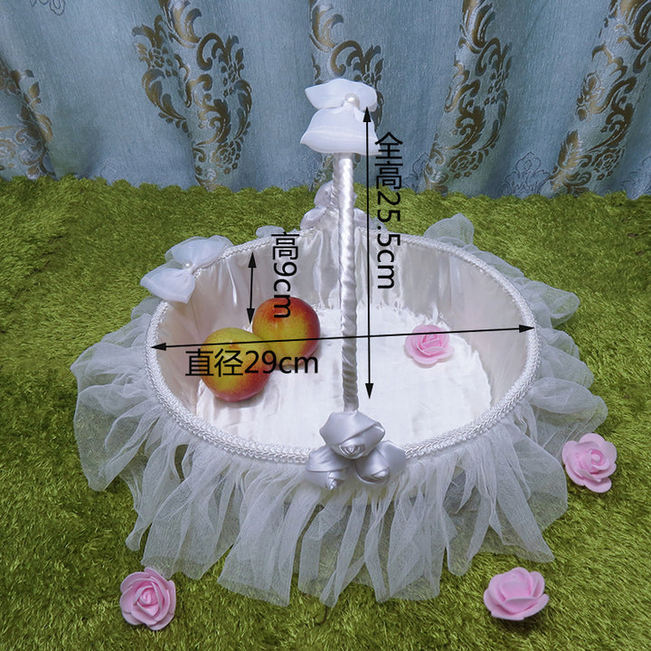Ladies Elegant Decorative Basket with Tulle and Flowers Bowlift