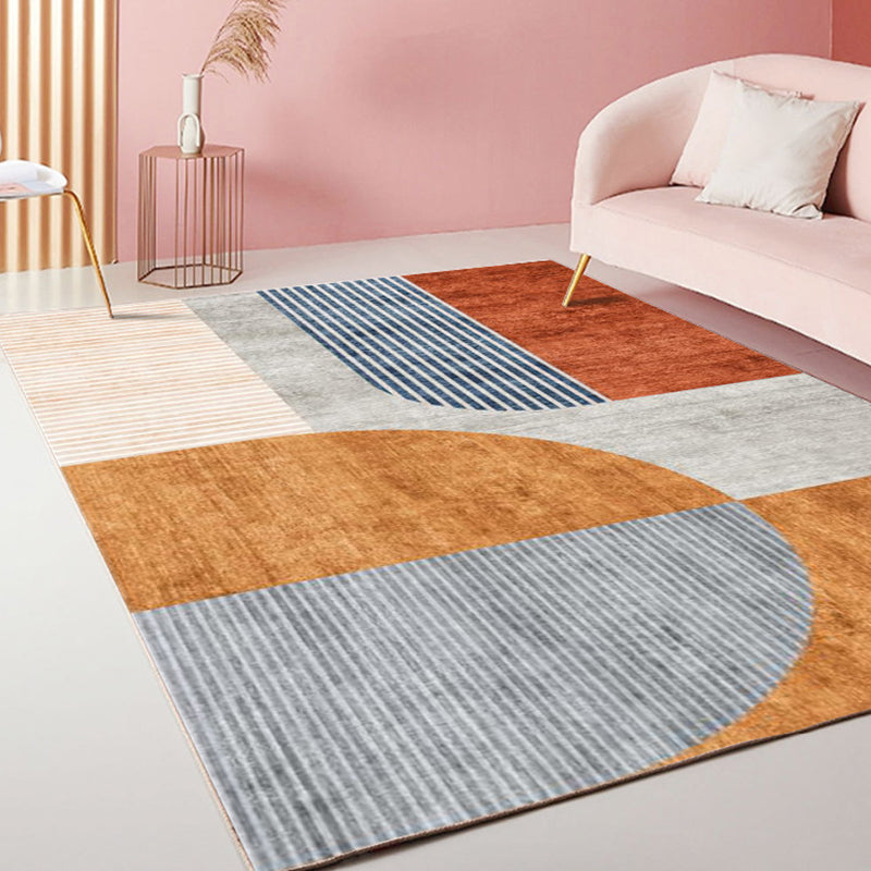 BowLift | Modernism Striped Pattern Carpet Multicolor Polyester Rug Non-Slip Pet Friendly Washable Area Rug for Living Room
