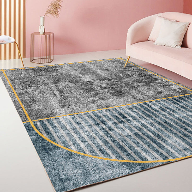 BowLift | Modernism Striped Pattern Carpet Multicolor Polyester Rug Non-Slip Pet Friendly Washable Area Rug for Living Room
