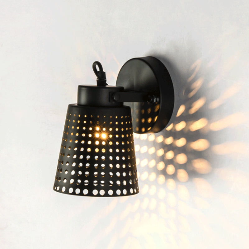 BowLift | Steel Wall Lamp with Hollow Design Industry 1/2/3-Head Indoor Rotating Wall Lamp in Black