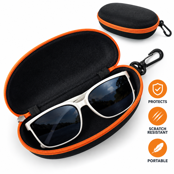 Semi-Rigid Zippered EVA Sunglasses Case with Carabiner Bowlift