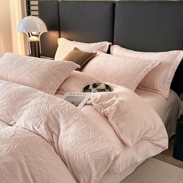 Milk fiber bedding set, 3D embossing, winter