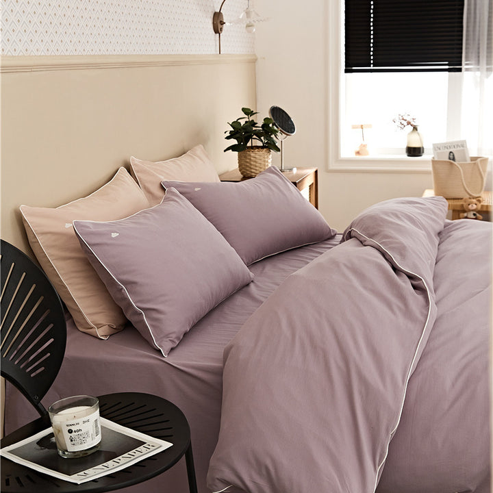 Cotton bed linen set, long-staple cotton, embroidered, brushed